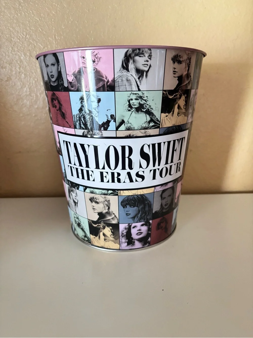 Taylor Swift The Eras Tour Pink Multi Pop Art Metal Wastebasket